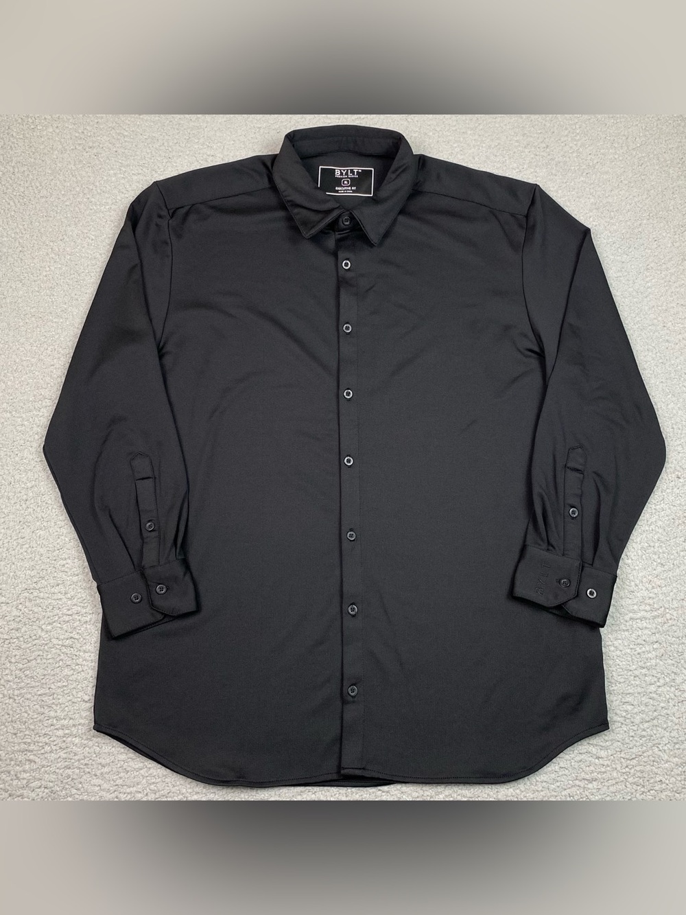 BYLT Executive Fit Shirt Men's Size XL Black Long Sleeve Button Up Stretch *